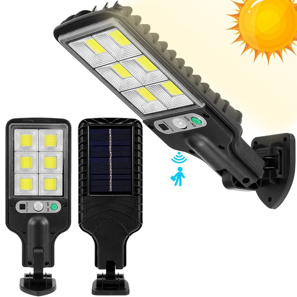 MUPOO LED Solarleuchte Solarleuchte für Außen,LED Solar Straßenlaterne Wasserdicht, Solar Straßenlampe für Außenwand, Garten, Straße, Veranda, 180° Einstellbar 1 Stück Solarlampe mit Bewegungssensor Straßenleuchte
