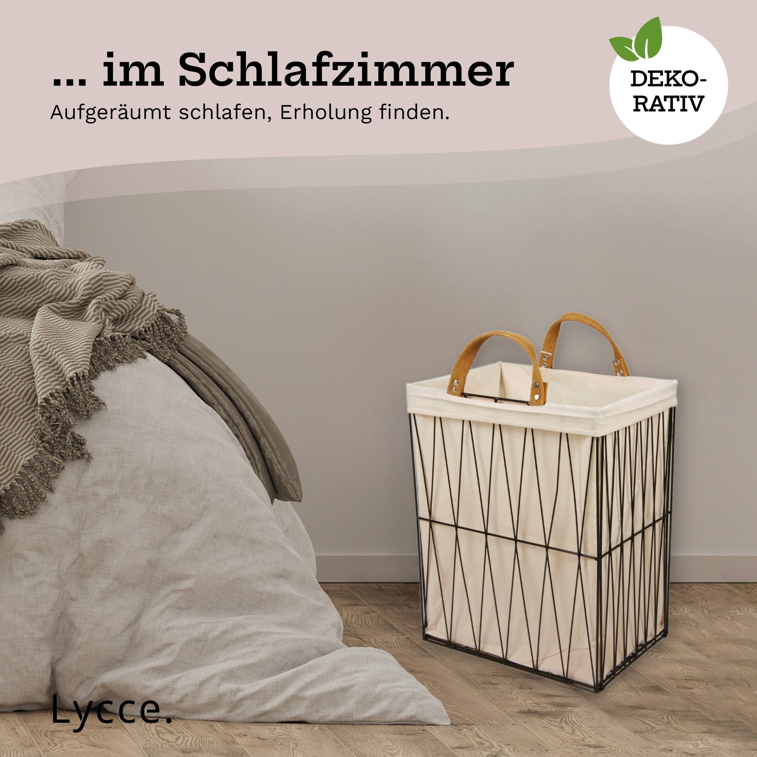 animal-design Wäschebox, 35L aus Metall geflochten, Nischenkorb zusammenklappbar schwarz