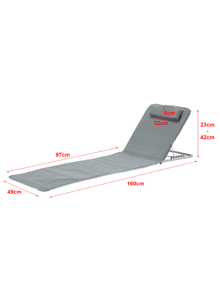 en.casa Strandmatte Cellorigo in Grau (L)160cm (B)49cm günstig kaufen onesize