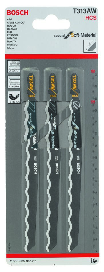 Bosch Blue Accessories 2608635187 T313AW Pistosahan terät T-varsi, 3 terää kohden