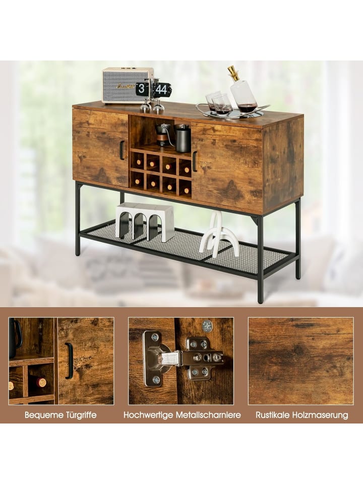 COSTWAY Sideboard mit Weinregal 120cm in Braun günstig kaufen onesize