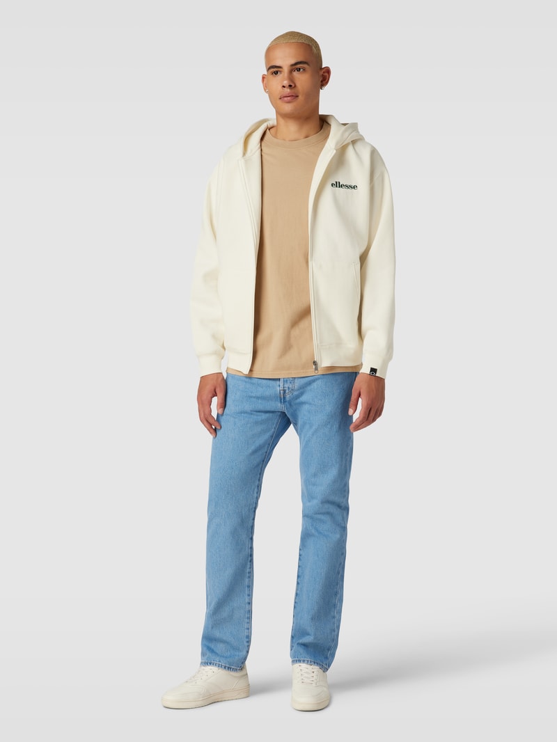 Sweatjacke mit Label-Stitching Modell 'MICHELANGELO' in offwhite