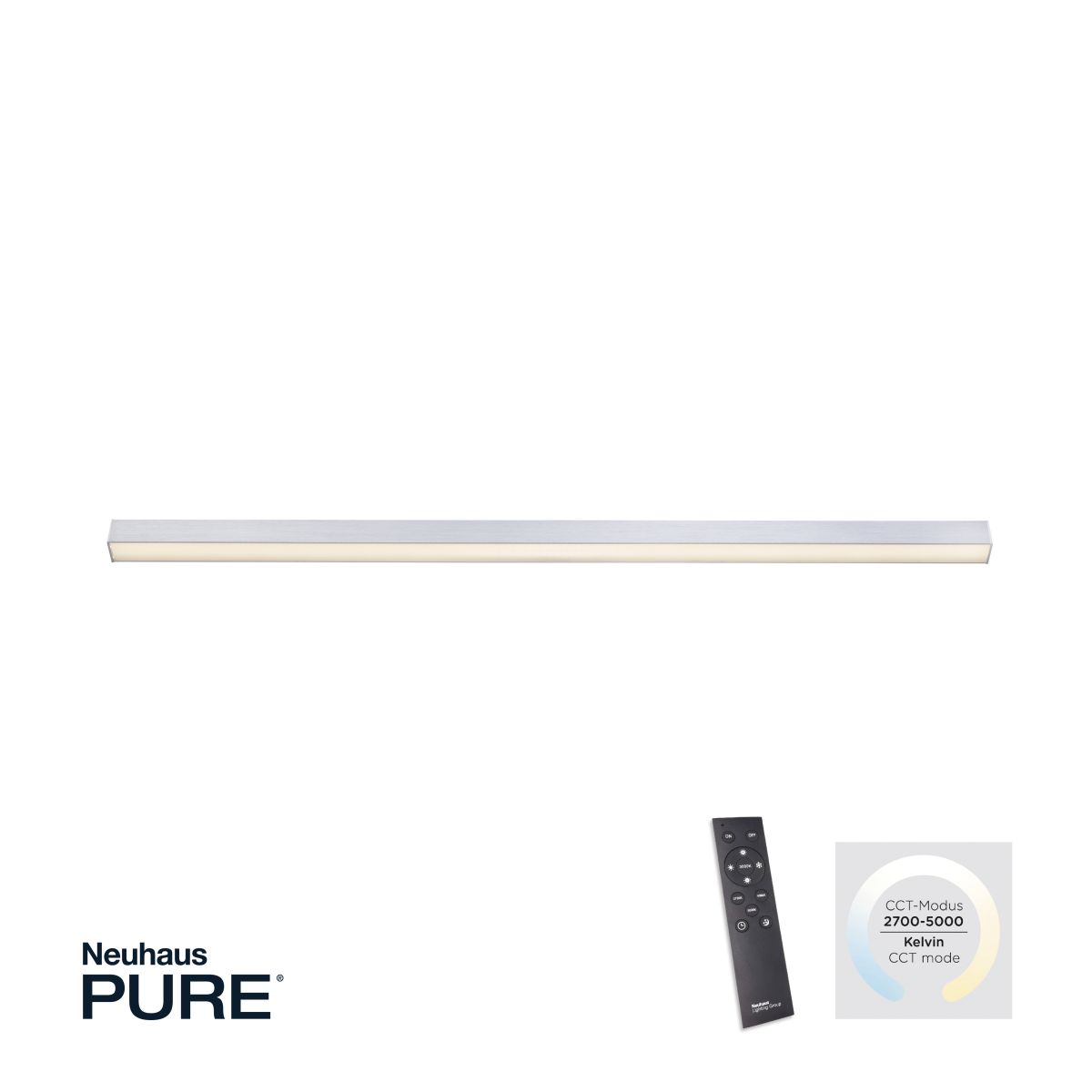 Paul Neuhaus LED Deckenlampe Pure-Lines Alu 110 x 3,8 cm