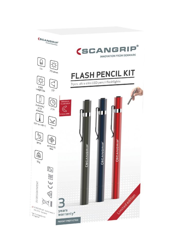 Scangrip 49.0341 Penlamp Flash Pencil Promo-Kit 3 stuks