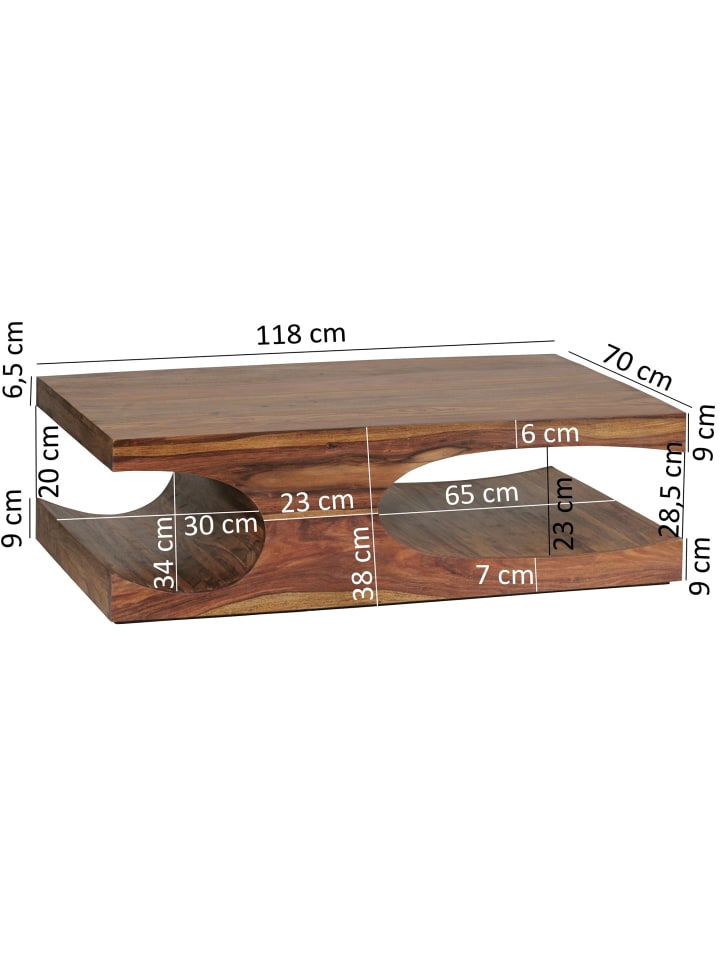 KADIMA DESIGN Couchtisch BOHA Massiv-Holz 118 cm breit Wohnzimmer-Tisch in Massivholz günstig kaufen onesize
