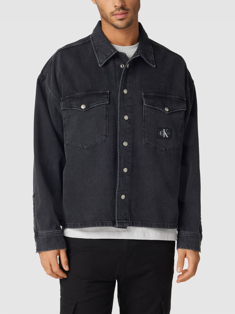 Jeanshemd mit Druckknopfverschluss Modell 'BOXY LOOSE' in black