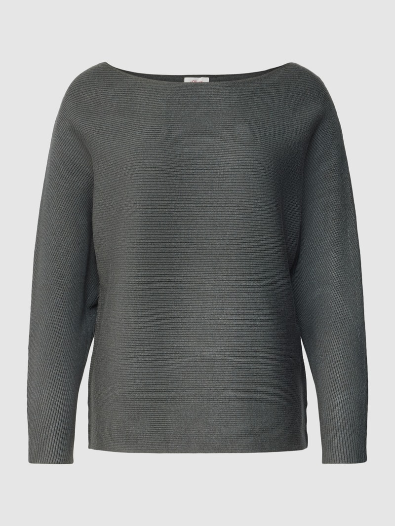 Strickpullover mit U-Boot-Ausschnitt Modell 'Otto' in dunkelgrün