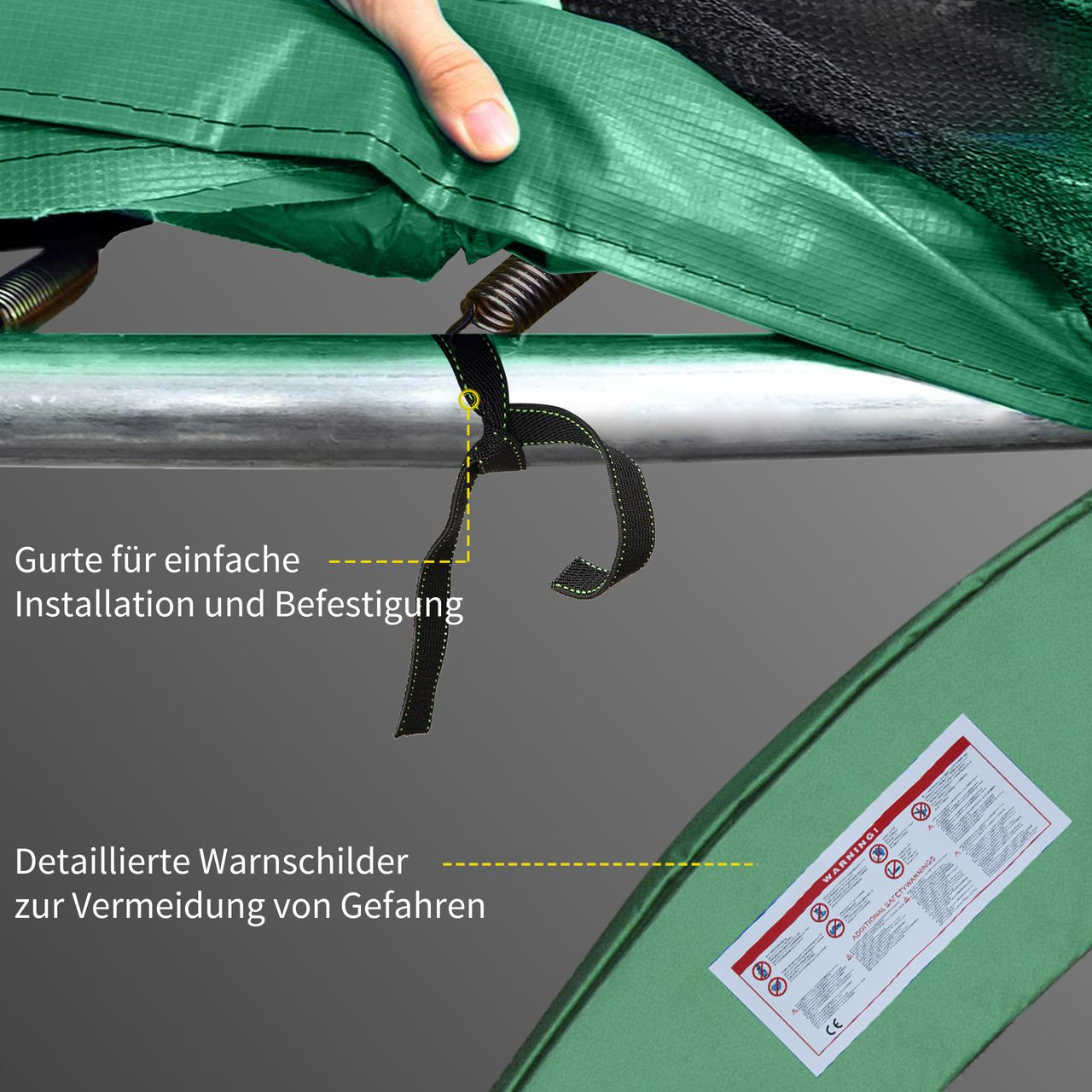 HOMCOM Trampolin Randabdeckung Sicherheitsnetz 8ft 10ft 12ft 15ft Randabdeckung: Ø366 cm-Grün (Trampolin nicht inbegriffen)