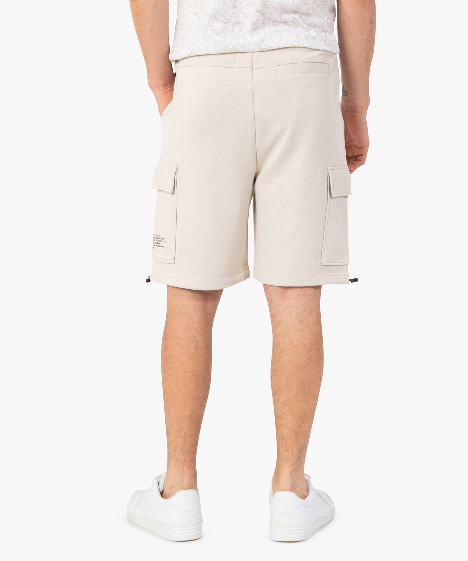 Bermuda homme en maille avec bas de jambes ajustables beige | GEMO