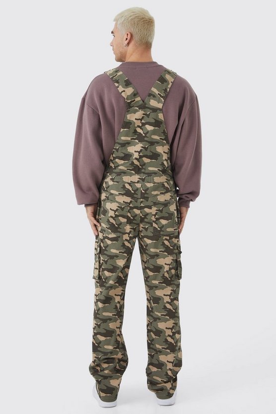 Lockere Camouflage Cargo-Latzhose