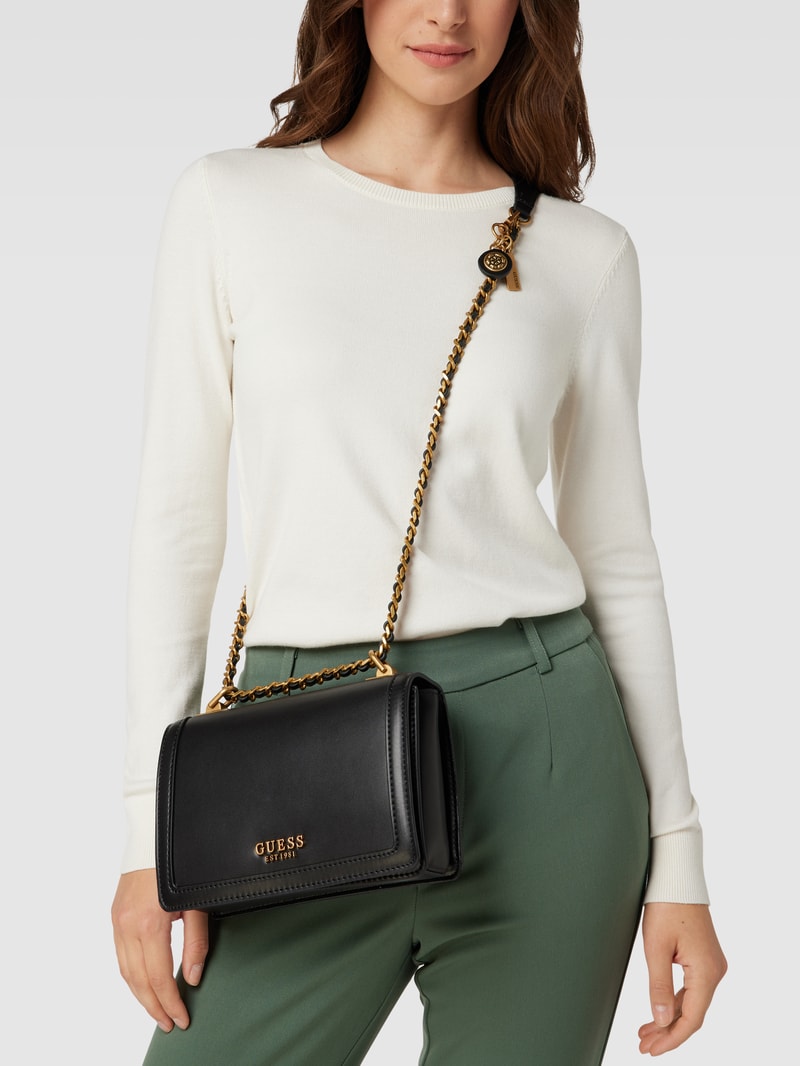Handtasche mit Schulterriemen in metallic Modell  'ABEY' in schwarz