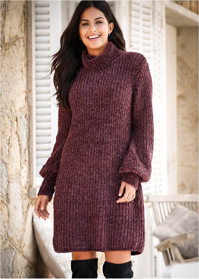 Chenille Strickkleid aus recyceltem Polyester