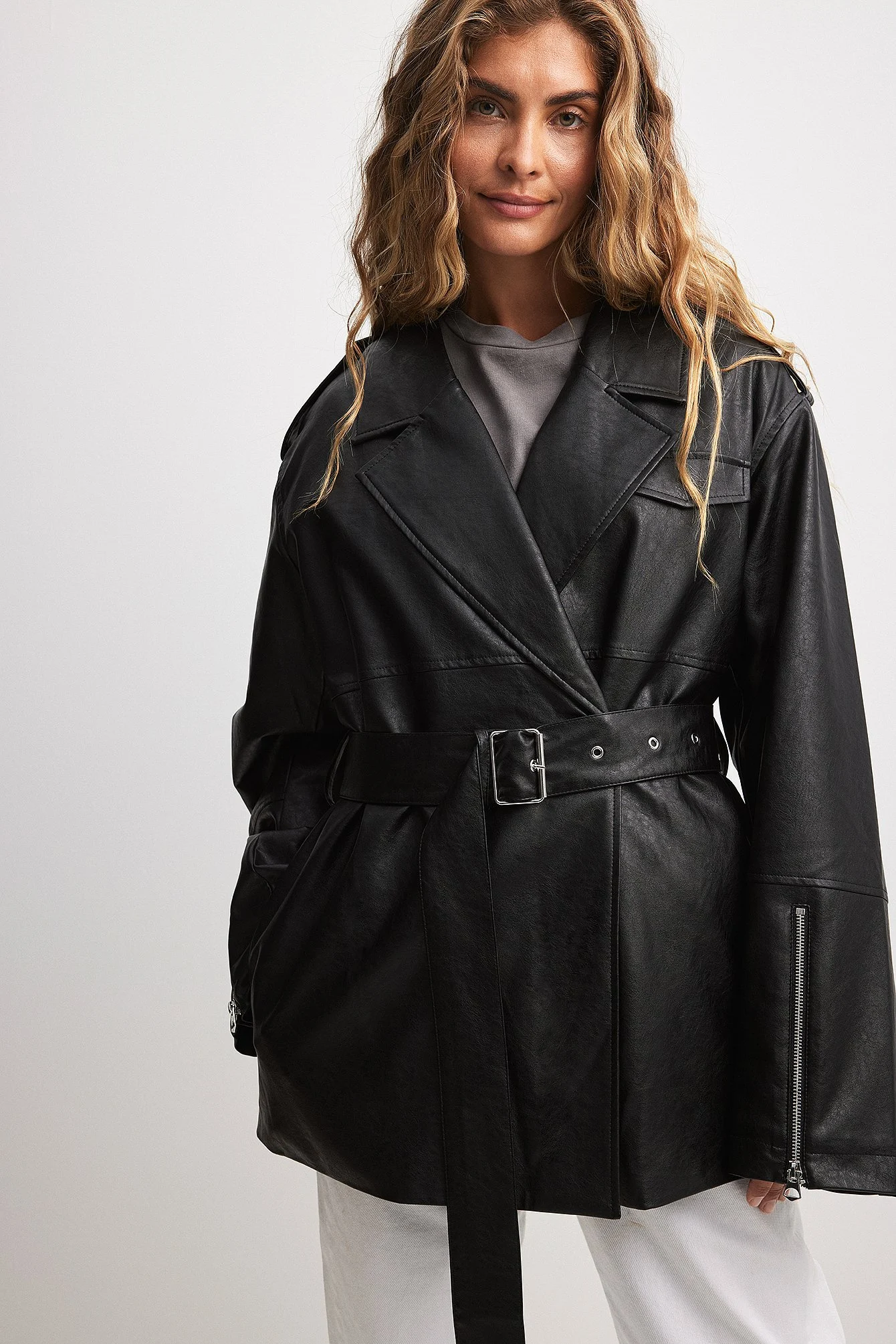 Übergroße PU-Jacke