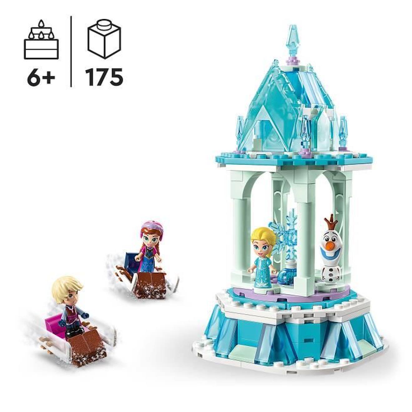 LEGO® DS Princesse 43218 Le Manège Magique d’Anna et Elsa, Jouet Reine des Neiges avec Figurine Olaf bleu
