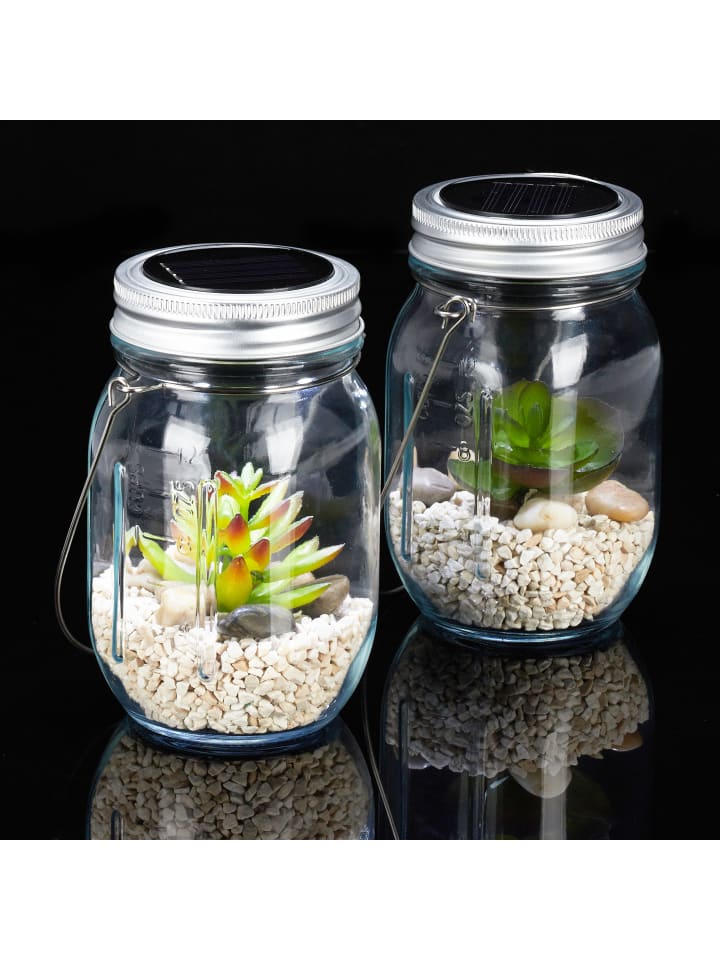relaxdays 2x Solarlampe Glas in Transparent günstig kaufen onesize