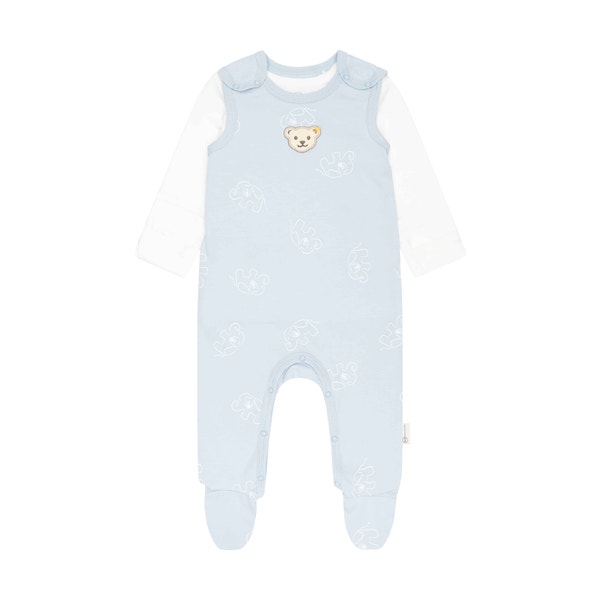 Set Strampler + T-Shirt langarm GOTS, hellblau