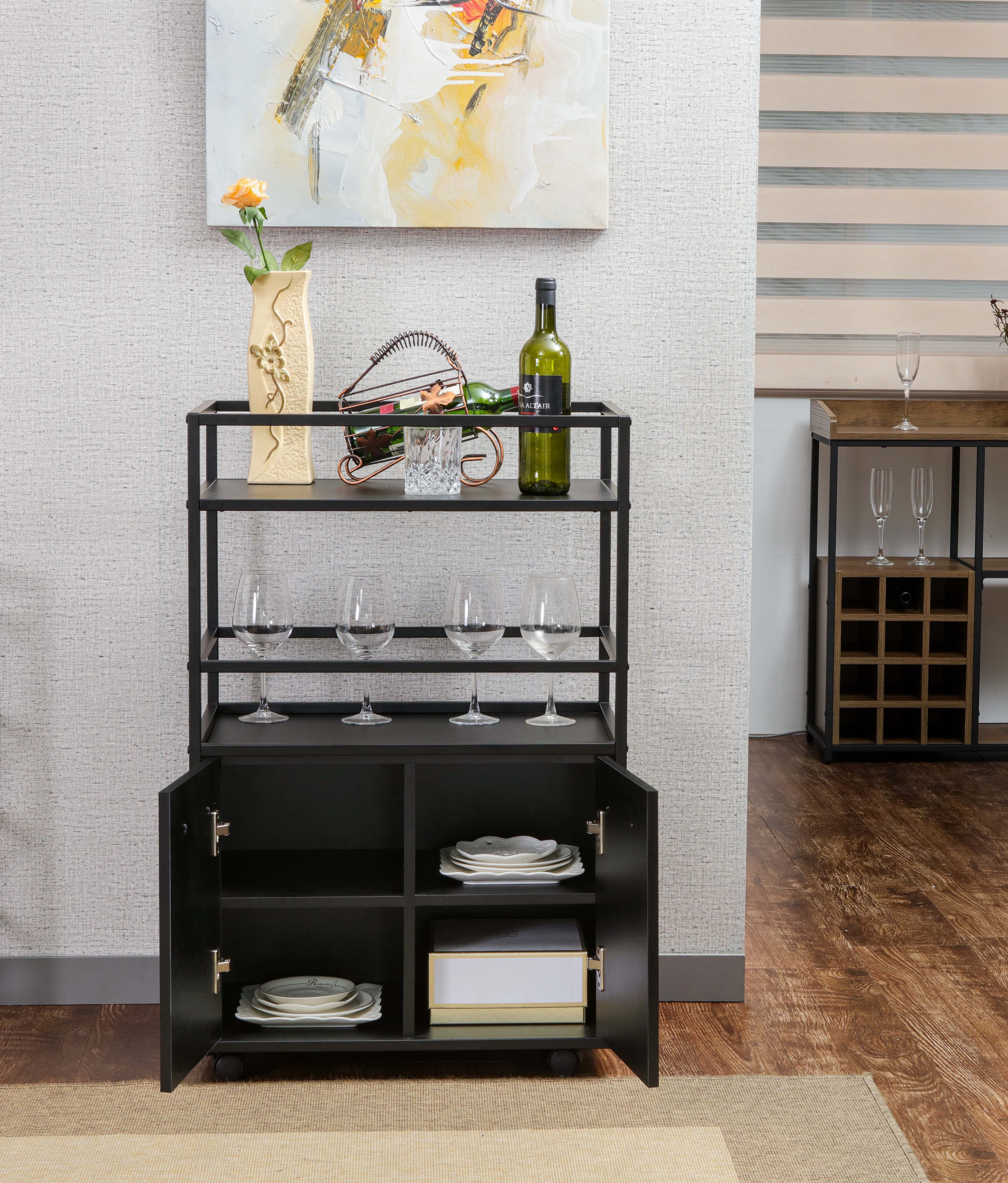 INOSIGN Barschrank Mosaik (1-St) Auf Rollen und mit zwei Einlegeböden