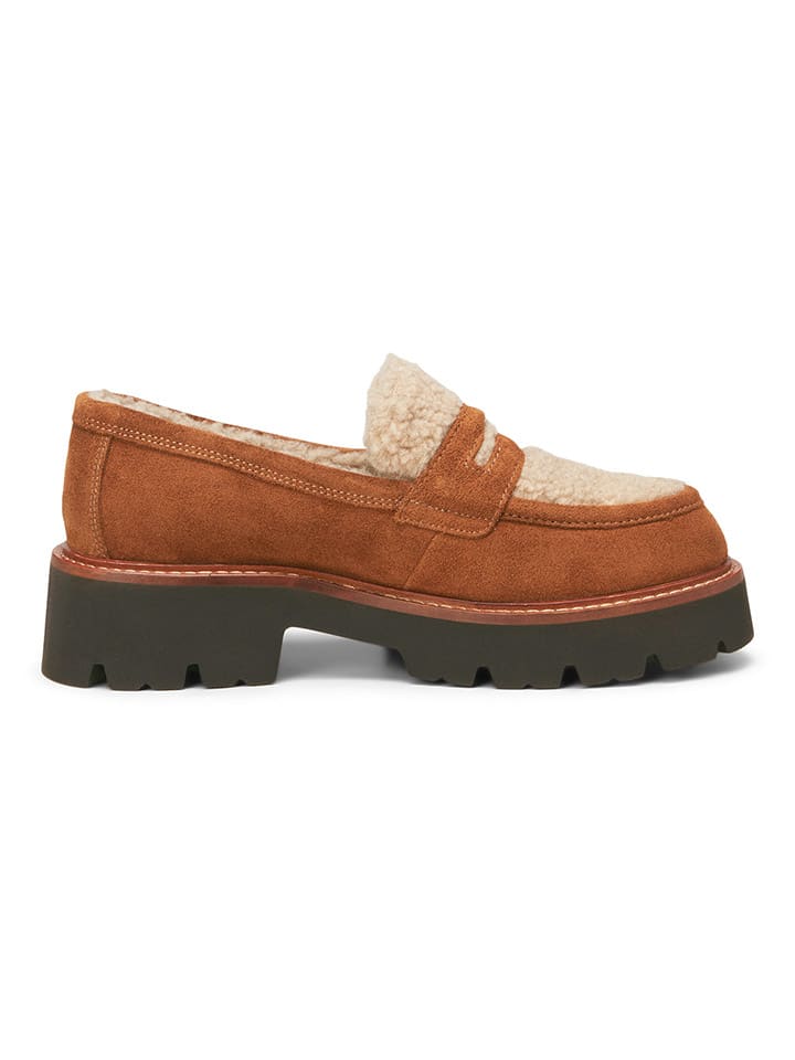 Marc O'Polo Shoes Leder-Mokassins in Hellbraun günstig kaufen