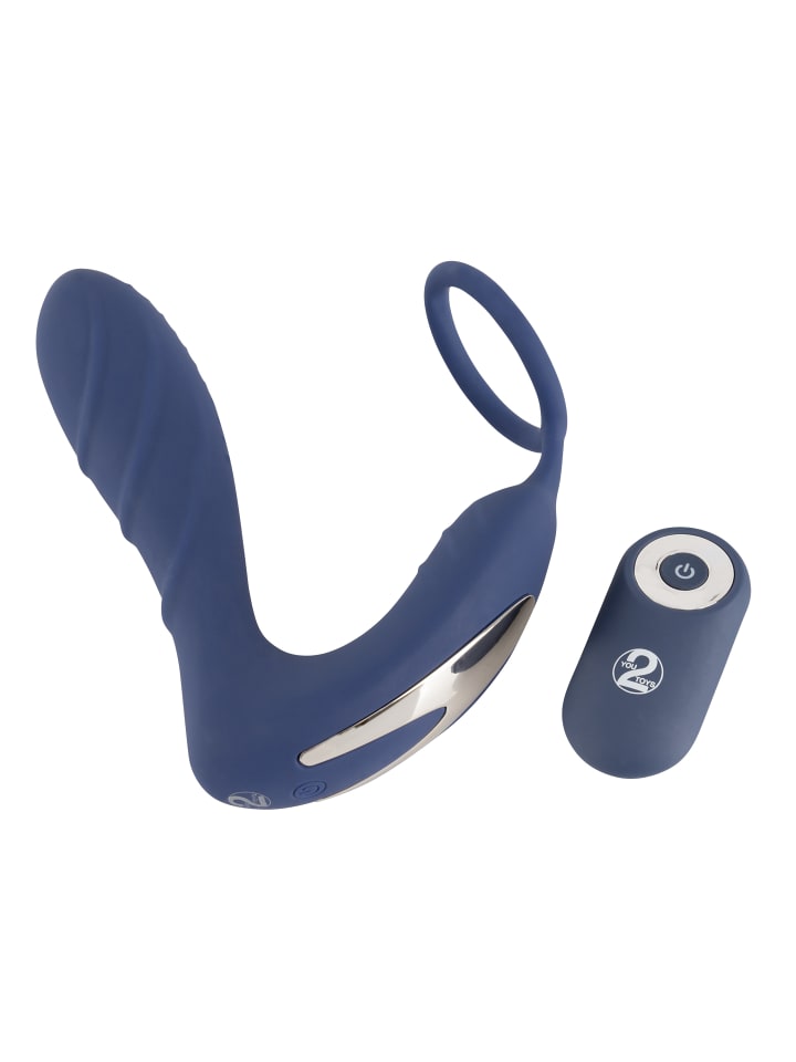 You2Toys Analplug Vibrating Prostate Plug with cockring in blau günstig kaufen 14,5 cm