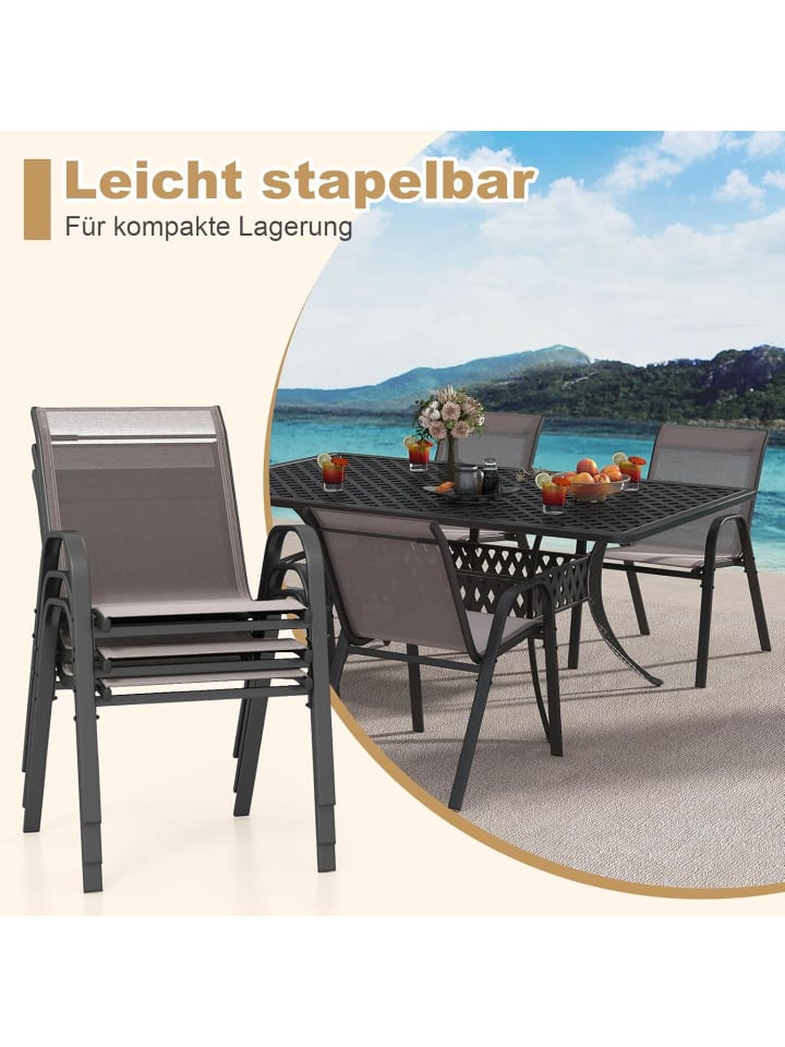 COSTWAY 4er Set Gartenstühle 56x70x84cm in Grau günstig kaufen onesize