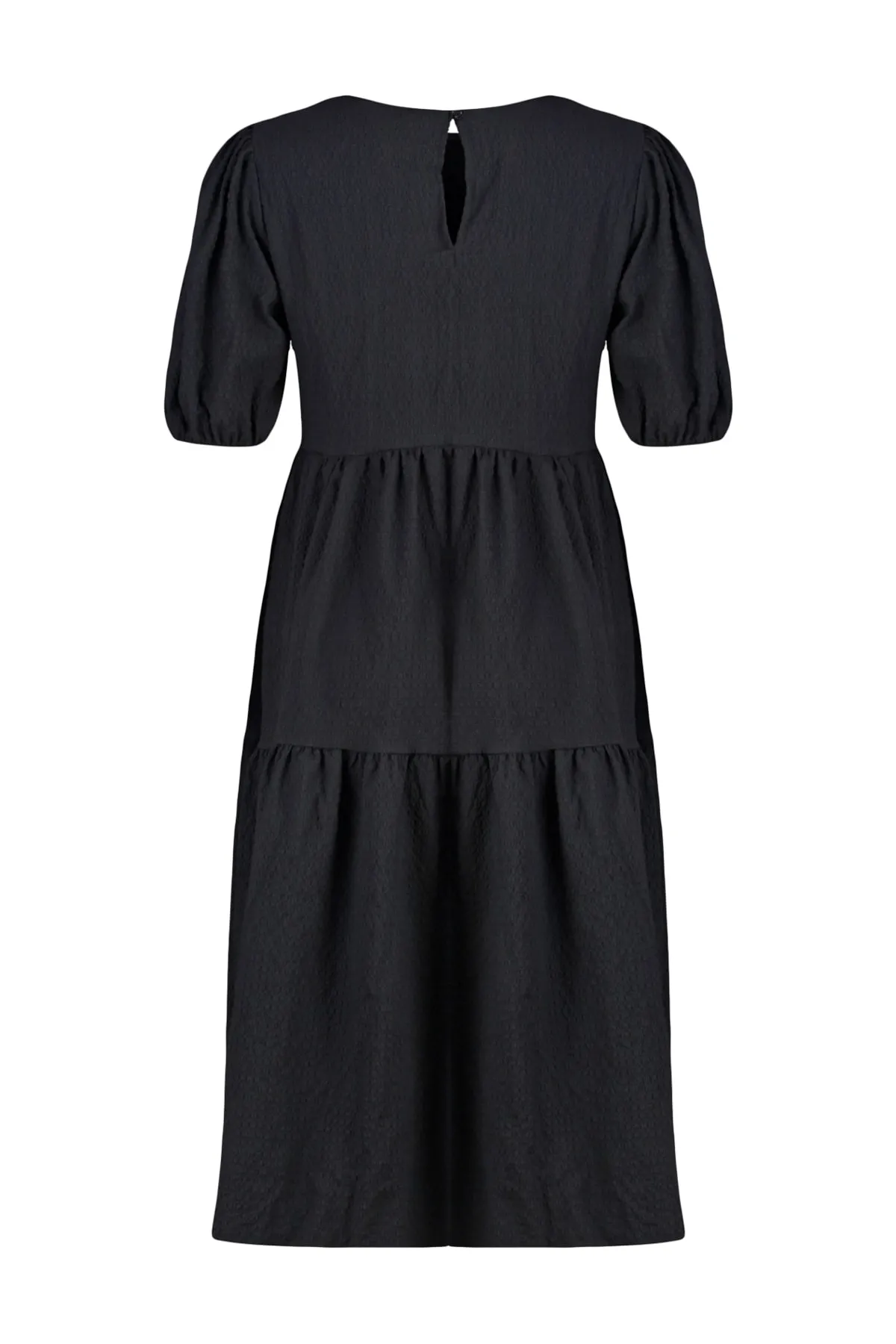 Trendyol Collection  Schwarzes, weit geschnittenes Midikleid mit gewebtem Volant TWOSS22EL1259