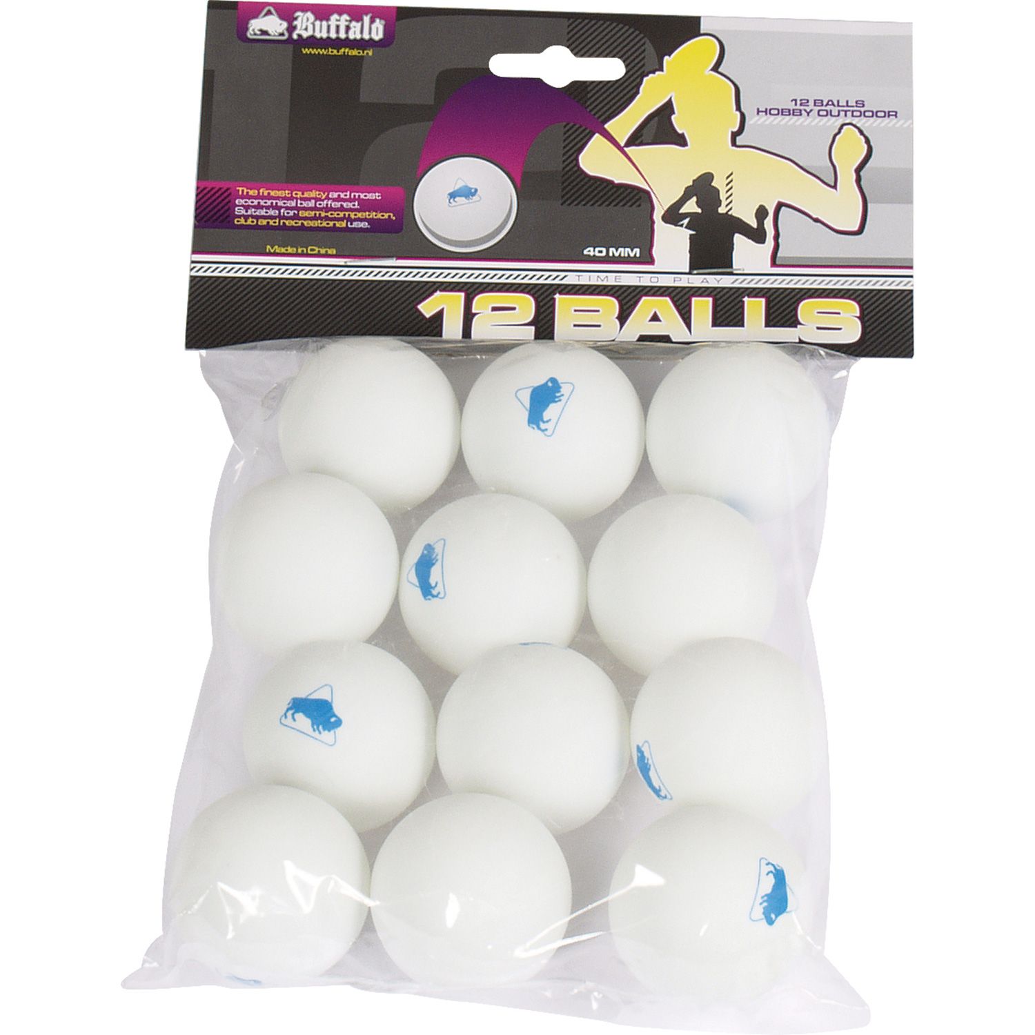 Buffalo Hobby Outdoor set von 12 Tischtennisbälle