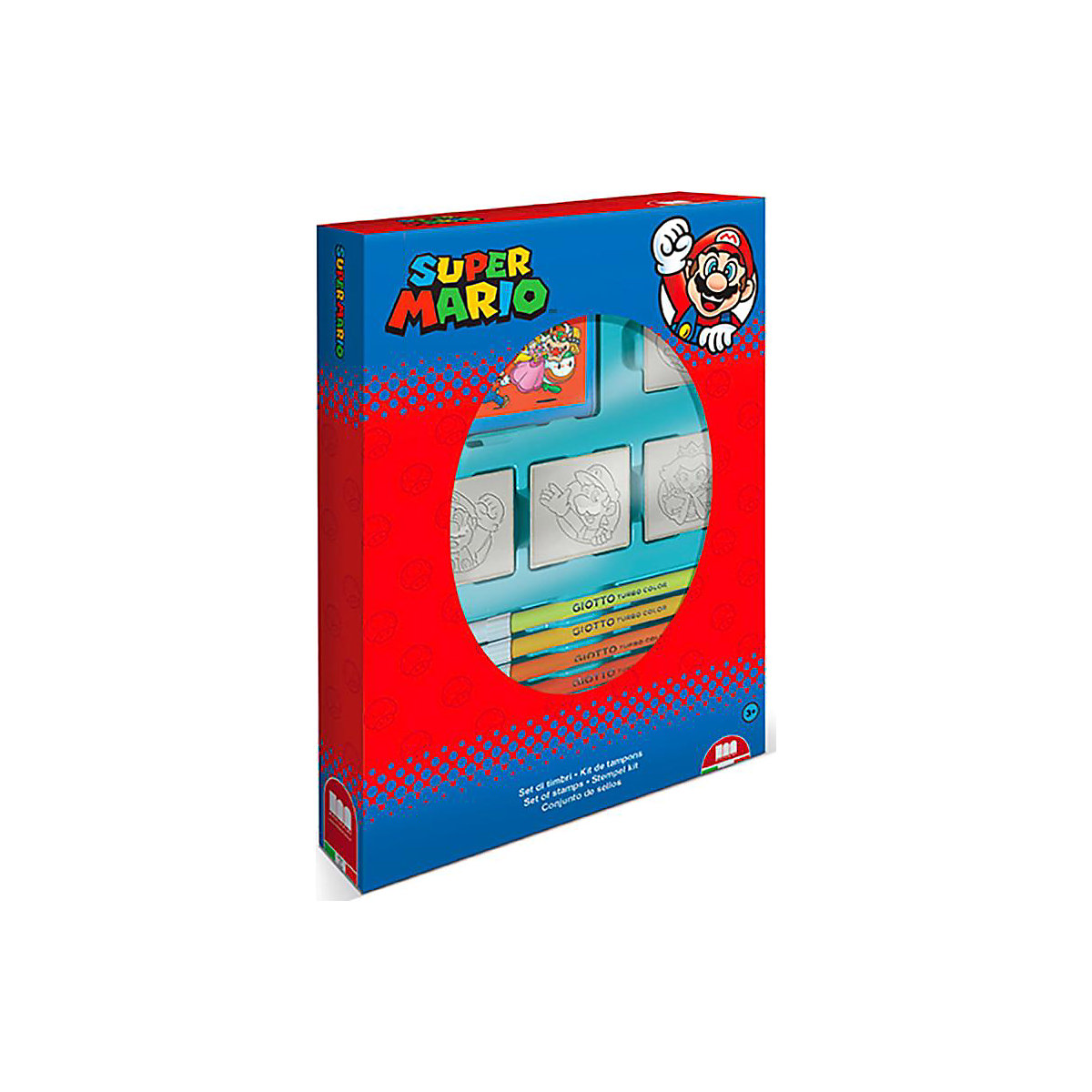 4er Stempel Set Super Mario mit bunten Stiften