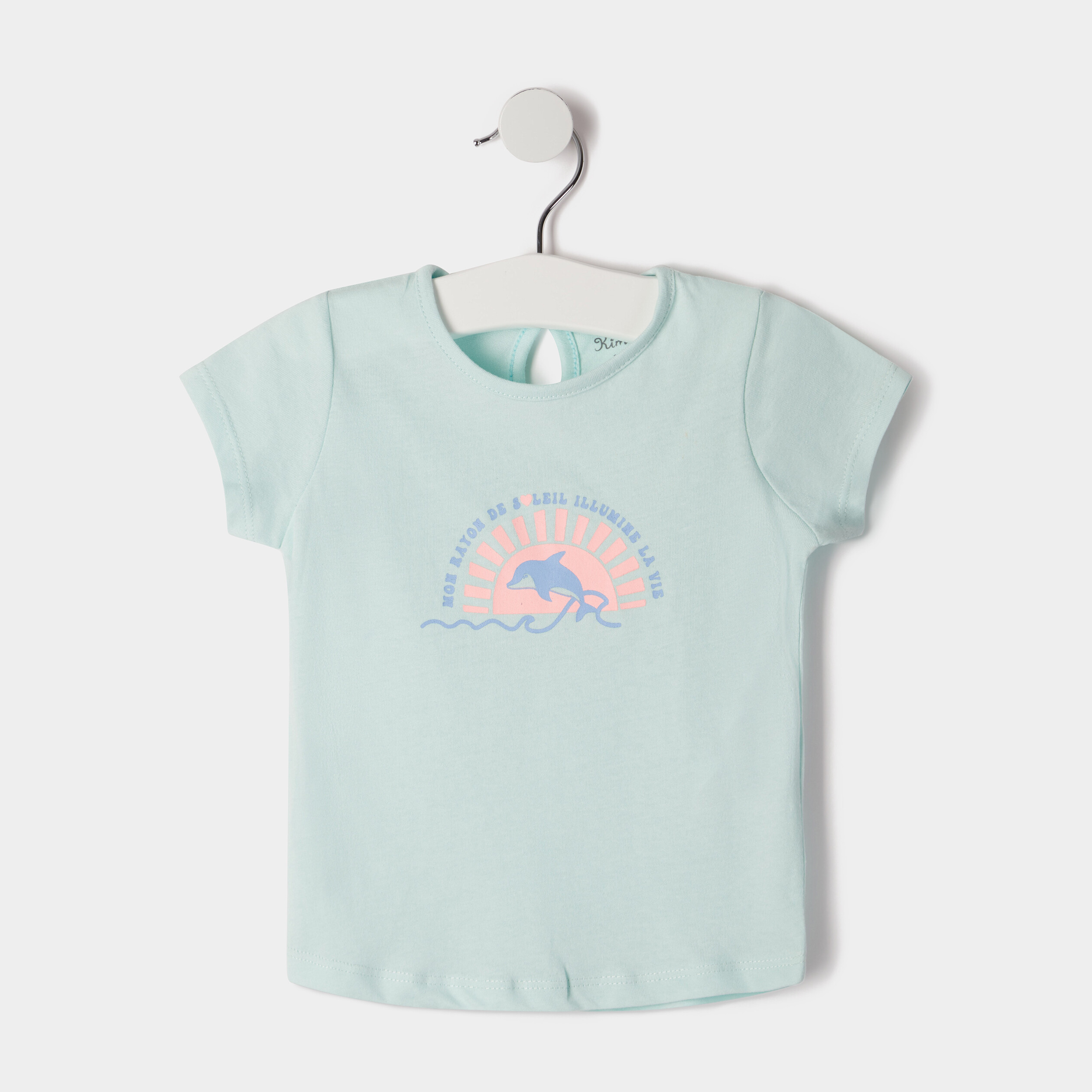 T-shirt à manches courtes Kimbaloo bleu turquoise bébé fille | La Halle
