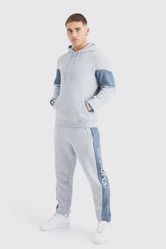 Slim-Fit Man Official Colorblock Trainingsanzug mit Kapuze