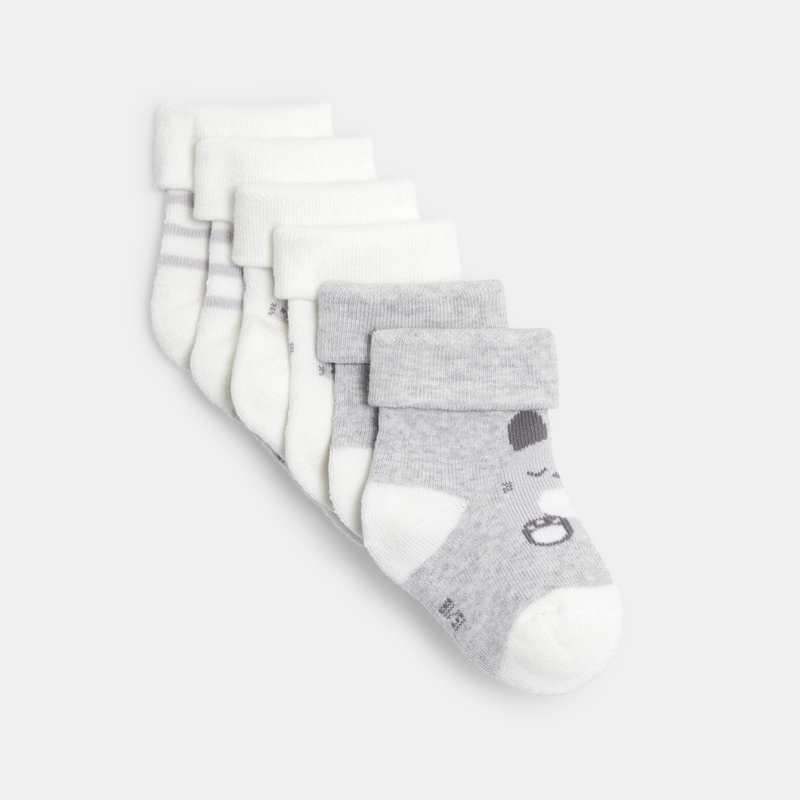 Chaussettes douces (lot de 3) blanches naissance