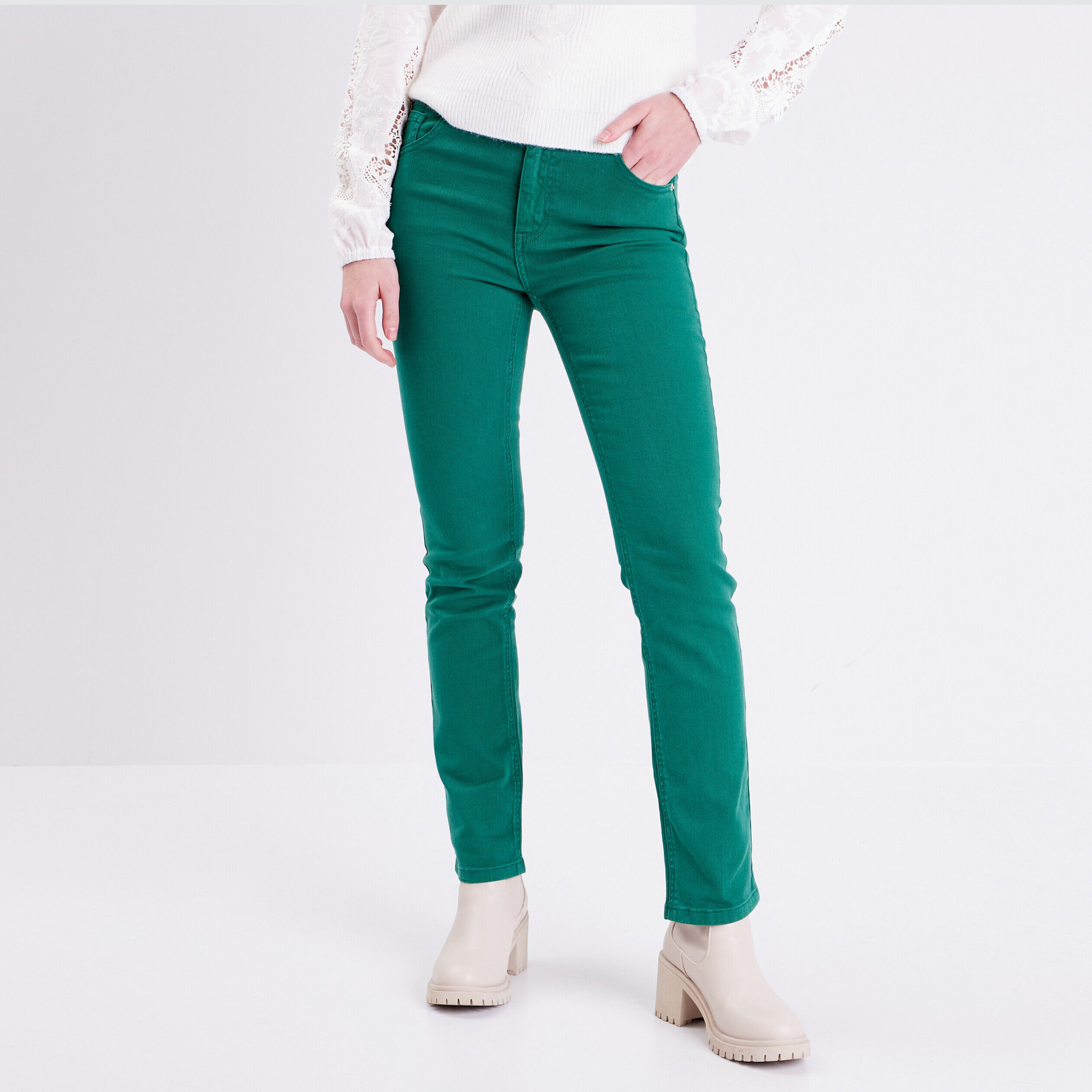 Jeans regular vert femme | Cache Cache
