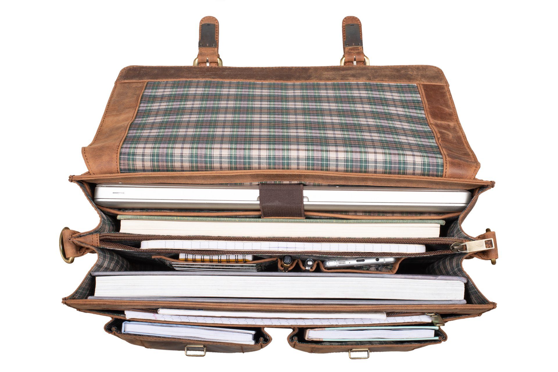 Benthill Aktentasche Echt Leder Laptoptasche Notebooktasche Umhängetasche Laptoptasche, Schultergurt / Umhängegurt Reißverschlussfach