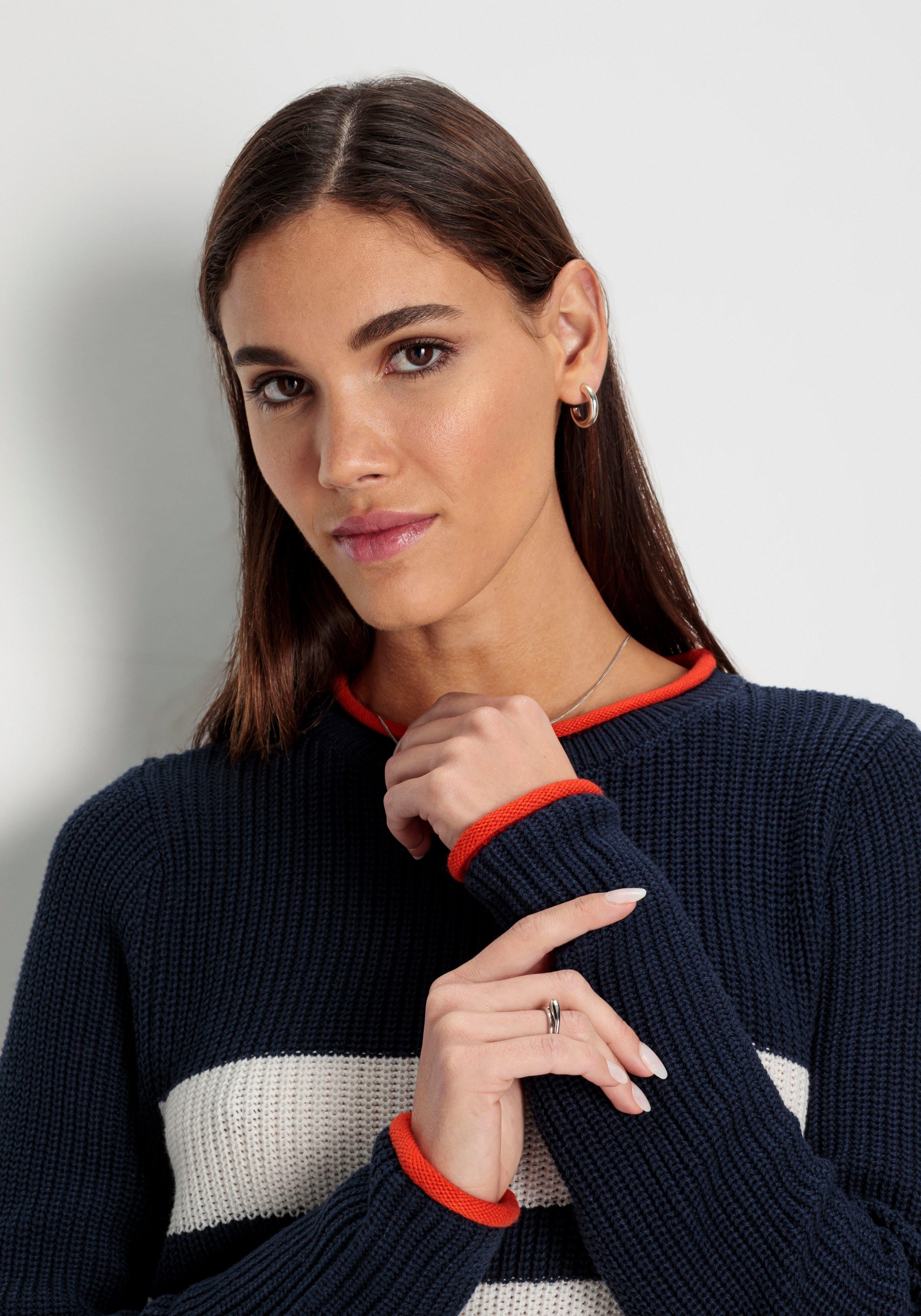 HECHTER PARIS Streifenpullover mit Kontrastkante - NEUE KOLLEKTION