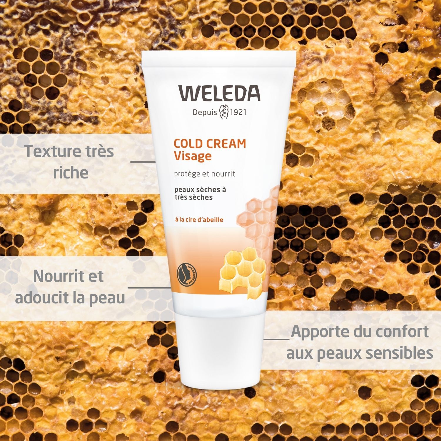 Weleda Cold Cream Crème Visage à la Cire d'Abeille - Peaux Sèches à Très Sèches -30 ml