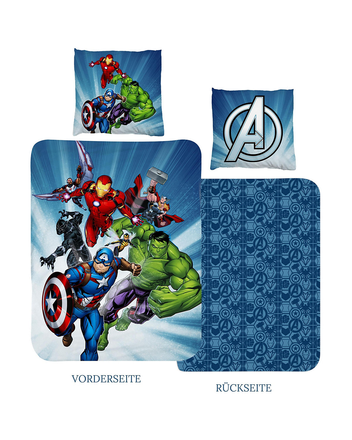 Bettwäsche Jungen Avengers Marvel's Heroes, Renforcé, 135 x 200 cm + 80 x 80 cm