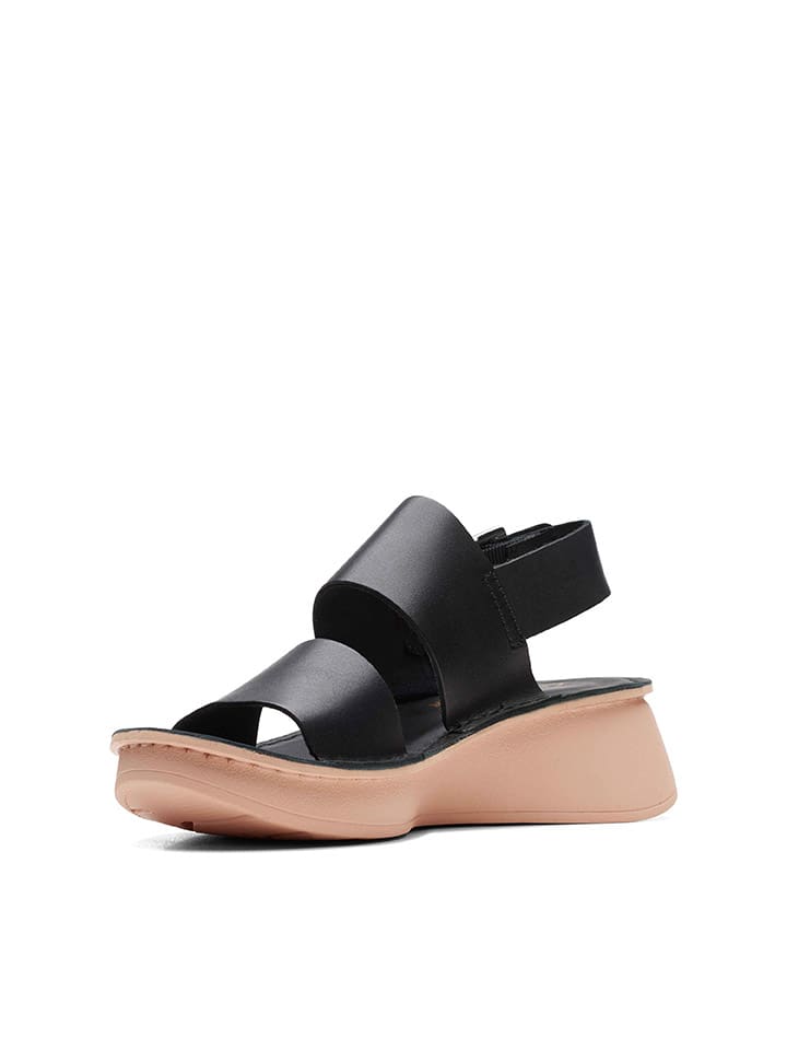 Clarks Leder-Keilsandaletten in Schwarz günstig kaufen