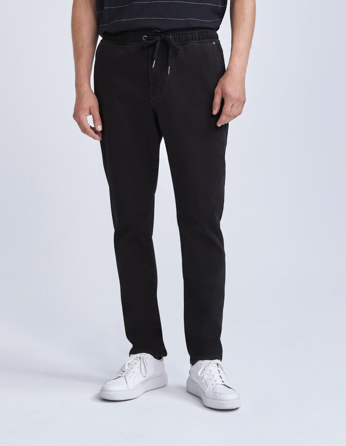 Jogpant COMFORT noir en coton bio texturé Homme