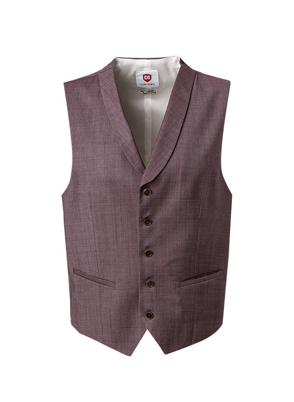 CG, Anzug mit Weste, Slim Fit, Schurwoll-Stretch, bordeaux meliert
