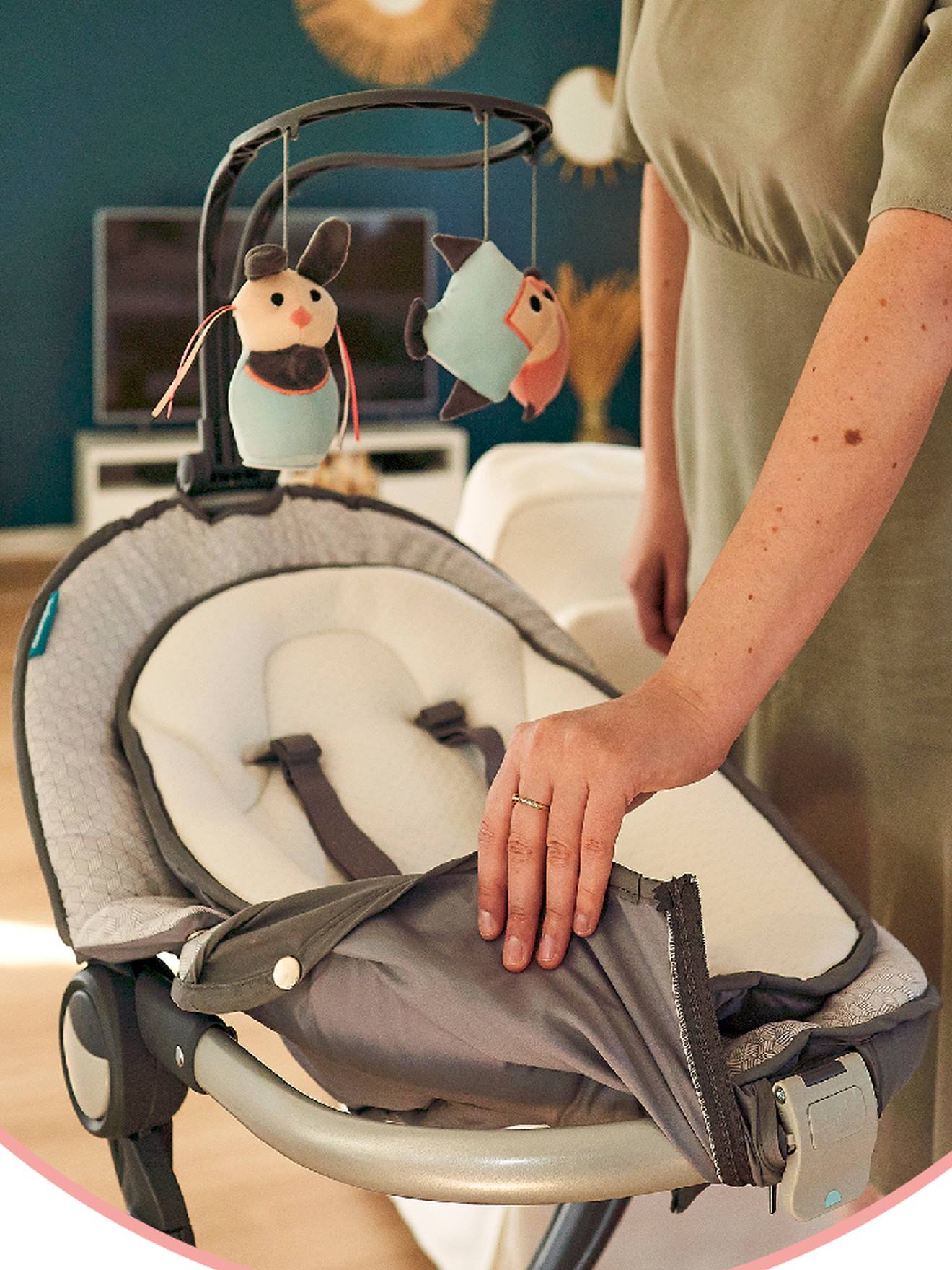 Babymoov Babywippe SWOON UP GRAPHIK mit Spielbogen BABYMOOV - grau/weiß