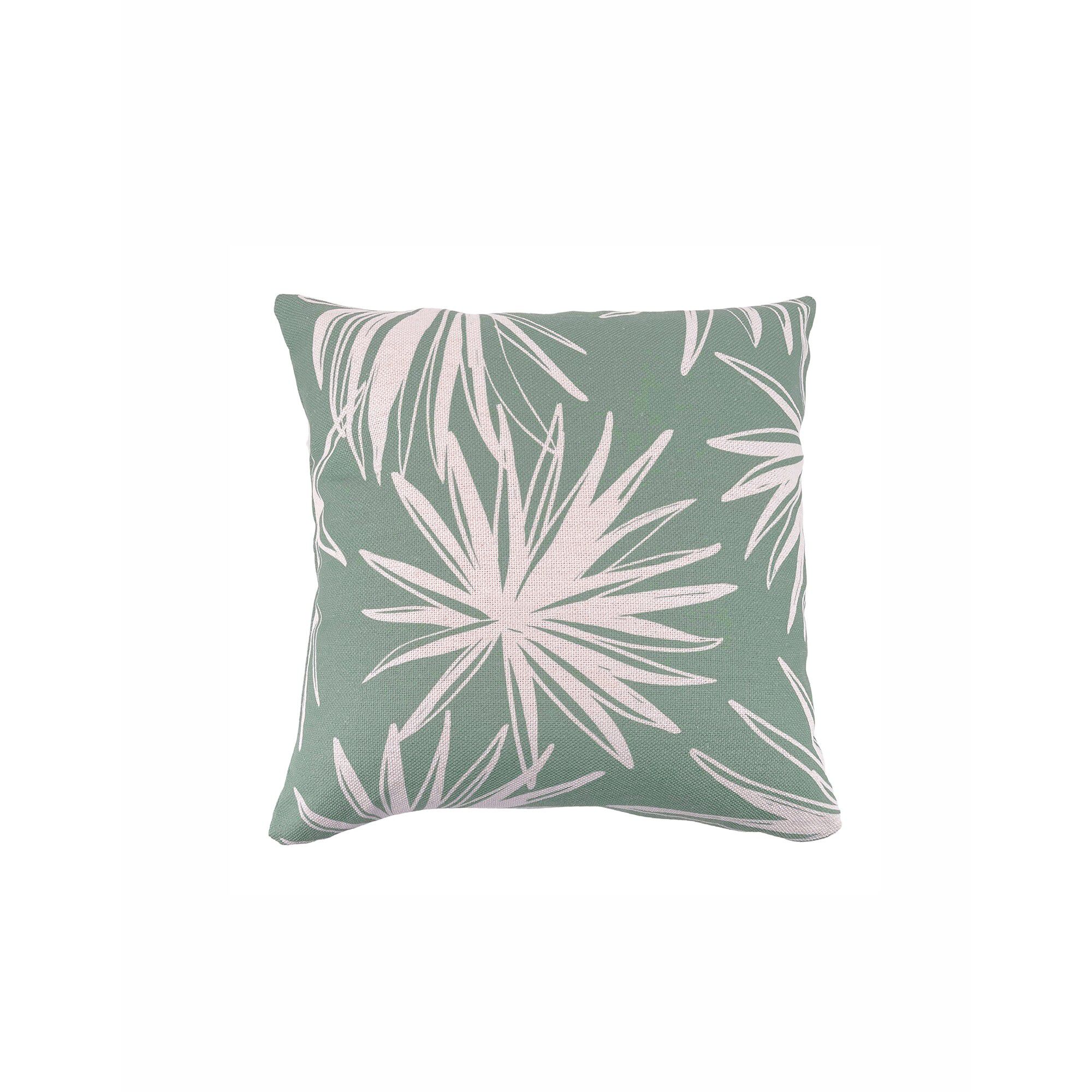 Coussin bicolore imprimé feuillage