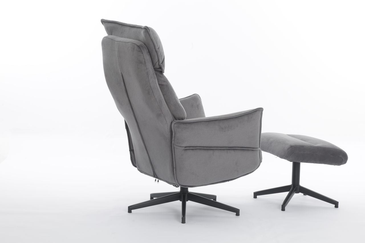 Happy Home Happy Home gepolsteter Relaxsessel mit Hocker HWP60-DGR dunkelgrau