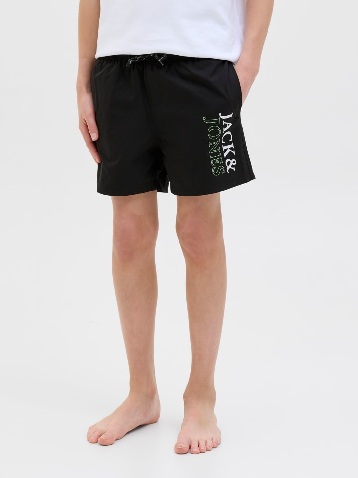 JACK & JONES Junior Badeshorts  JPSTMAUI JJSWIM DOUBLE LOGO JNR in black günstig kaufen