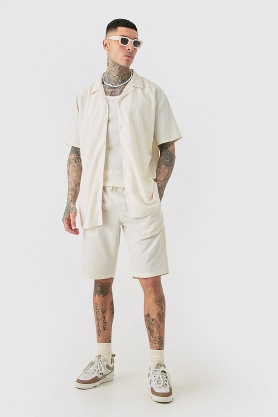 Tall Oversize Leinen-Hemd & Shorts