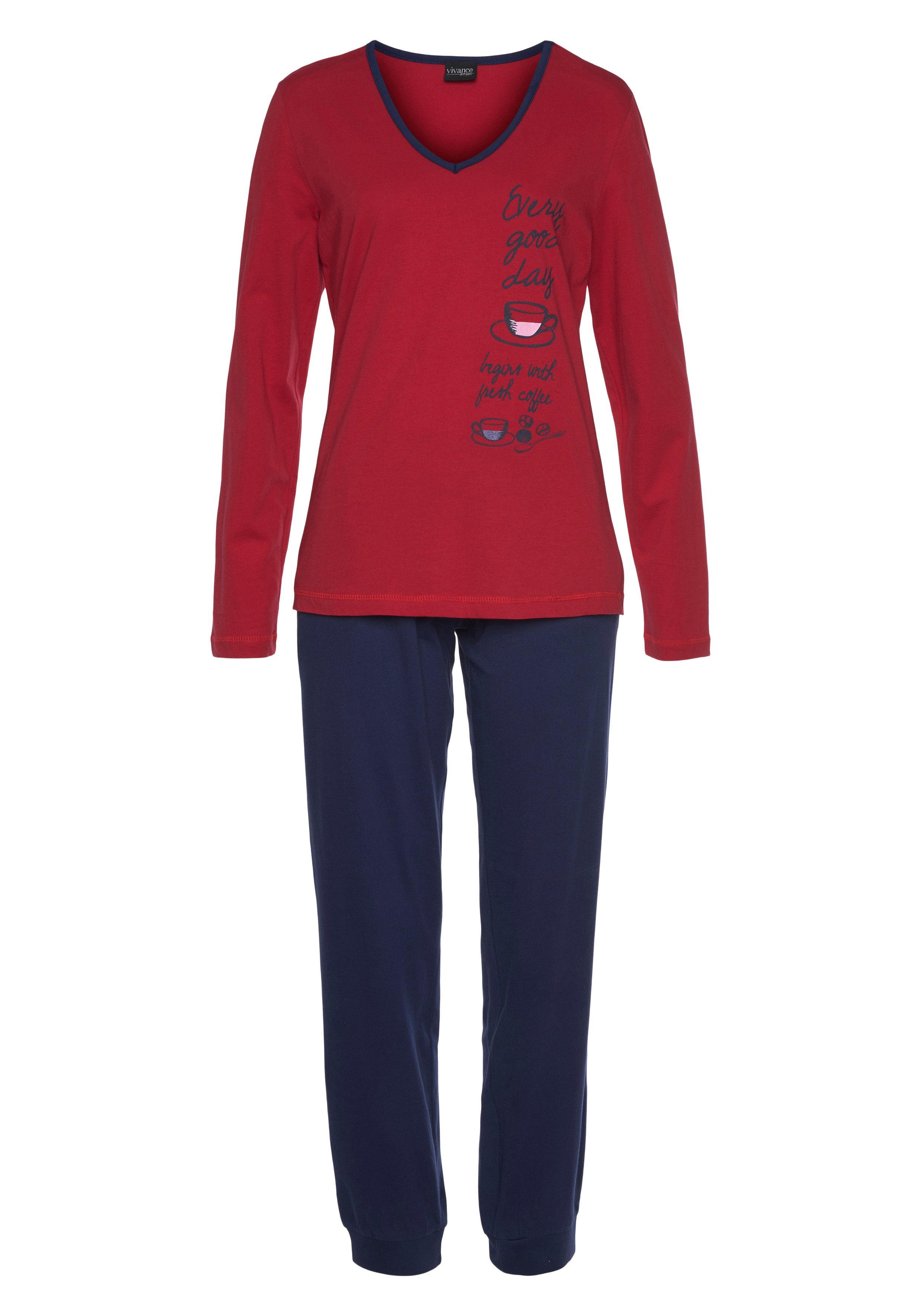 Vivance Dreams Pyjama (2 tlg., 1 Stück) mit seitlichem Frontdruck