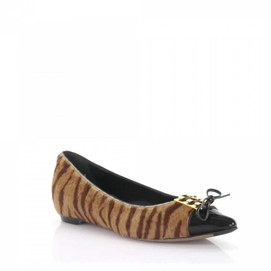 Sergio Rossi - Ballerinas Ponyhaar Tiger Print Lackleder schwarz - bunt