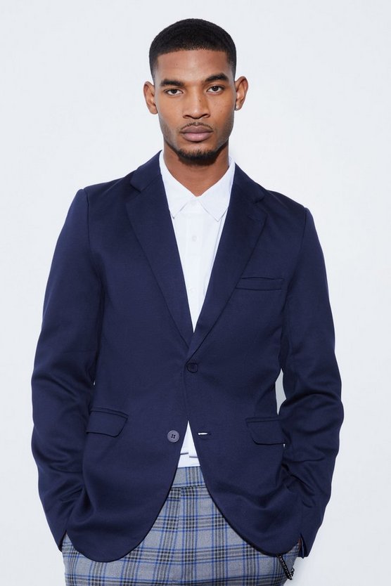 Tall einreihiger Skinny Jersey-Blazer