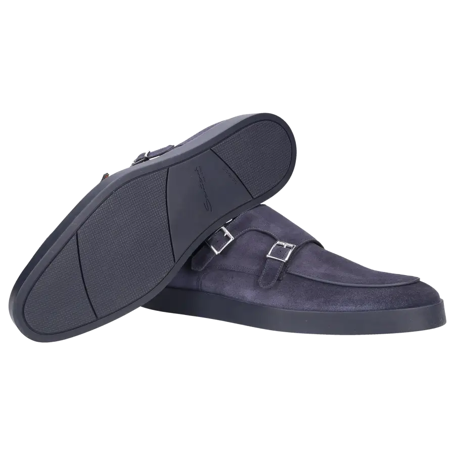 Santoni - Monk Schuhe 16384 Veloursleder - blau
