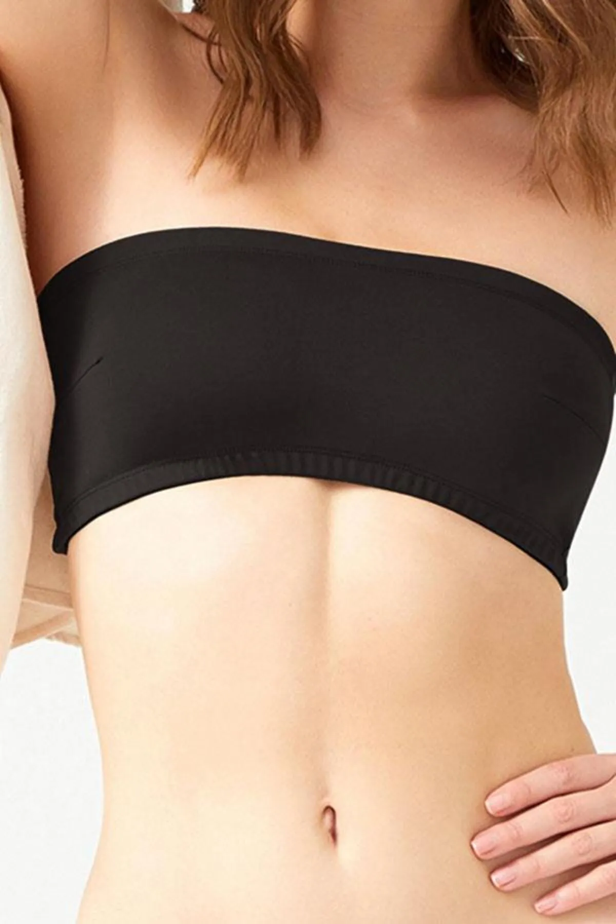 Cottonhill  Schwarzes trägerloses Crop-Top-Bustier