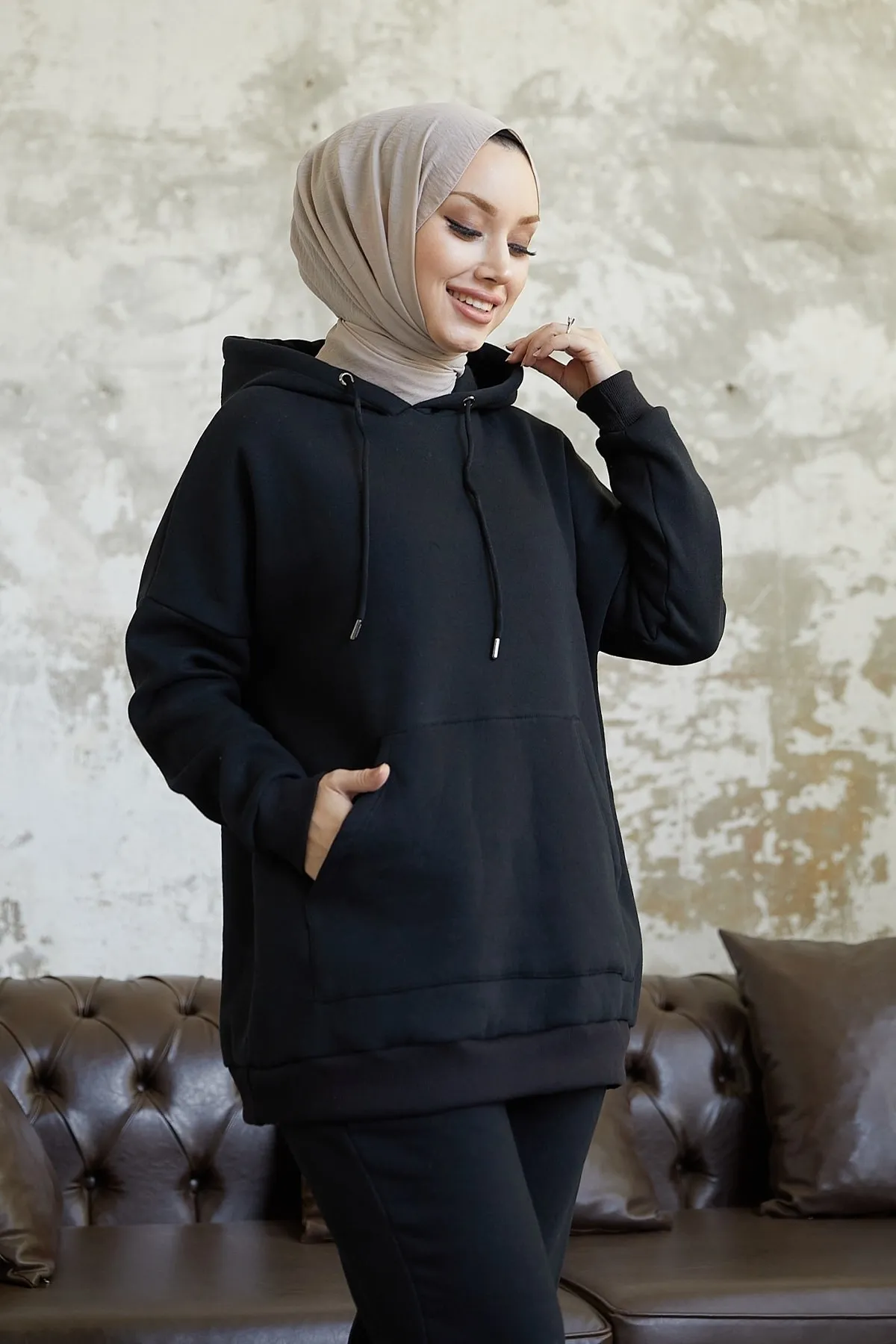InStyle  Merva Three Thread Trainingsanzug-Set – Schwarz