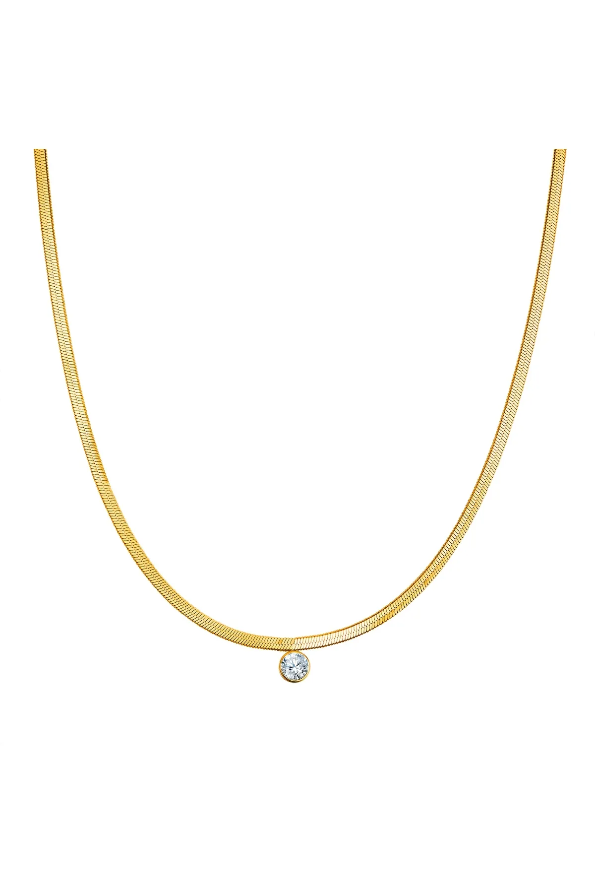 eastside  Edelstahlhalskette Kette mit Anhänger Edelstahl gelbgold Zirkonia weiß